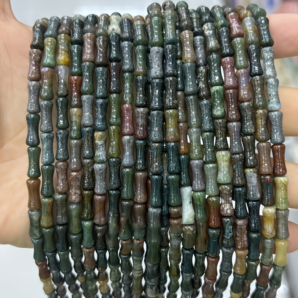 Natural Indian Agate Bamboo Rayon Joint Loose Beads
